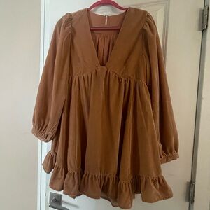 Free People Blush/ Tan Velvet mini Dress